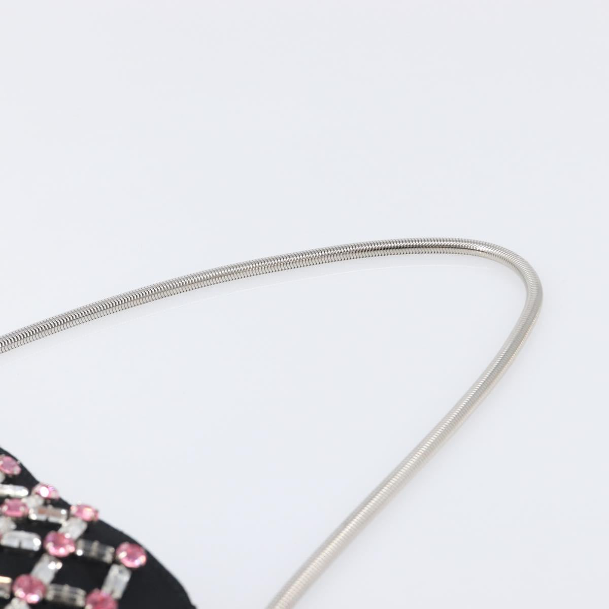Miu Miu Sassy Chain Shoulder Bag Satin Black Silver Auth 200582M