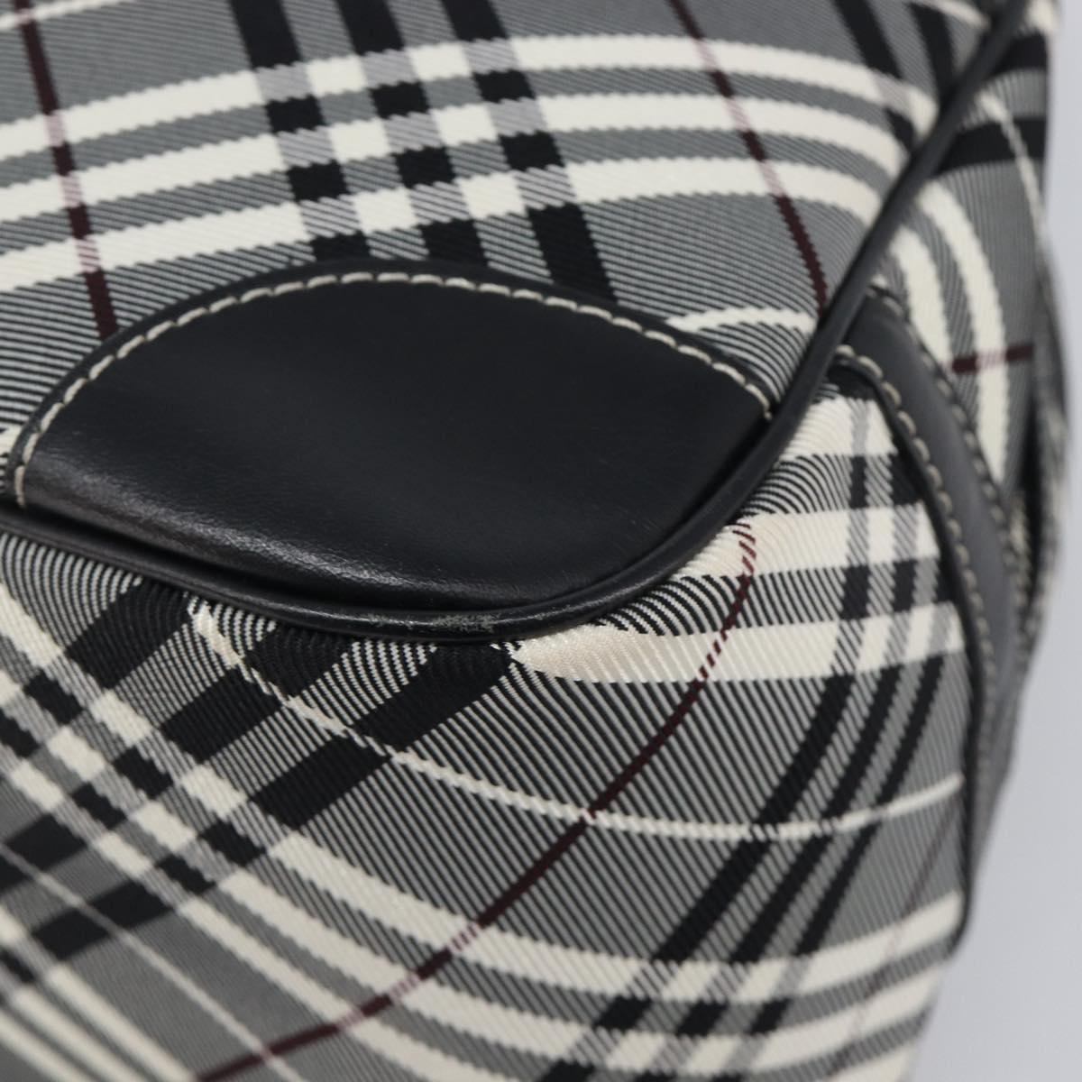 BURBERRY Nova Check Blue Label Hand Bag Canvas Black Silver Auth 200584A