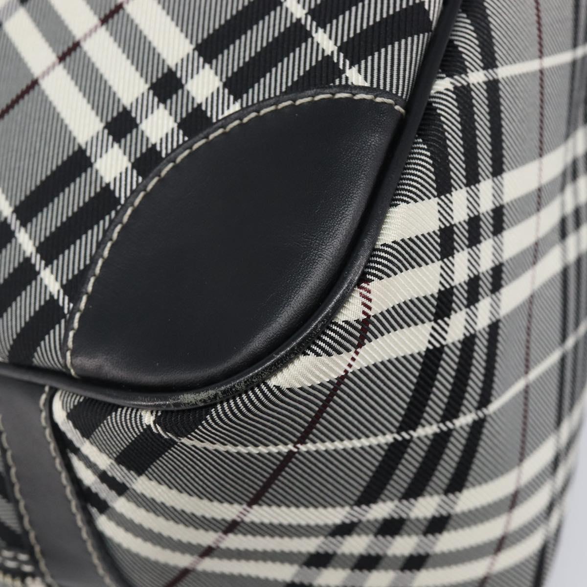 BURBERRY Nova Check Blue Label Hand Bag Canvas Black Silver Auth 200584A