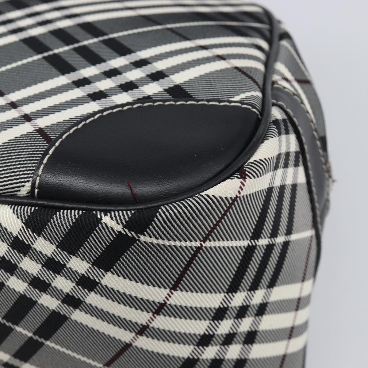 BURBERRY Nova Check Blue Label Hand Bag Canvas Black Silver Auth 200584A