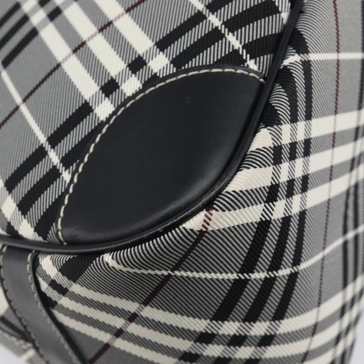 BURBERRY Nova Check Blue Label Hand Bag Canvas Black Silver Auth 200584A