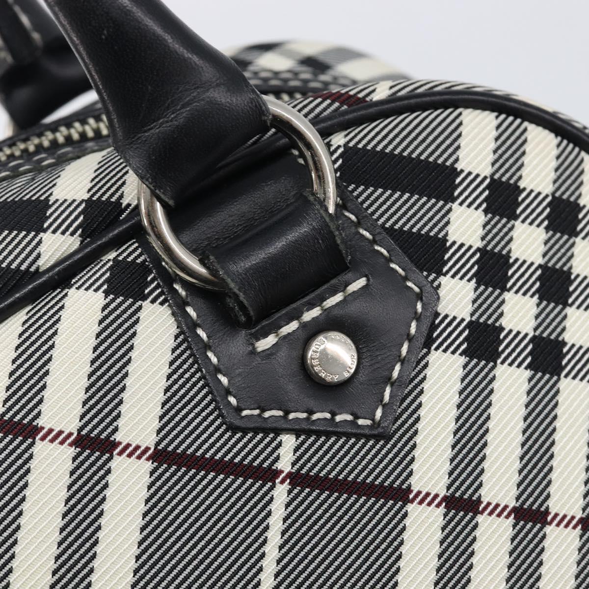 BURBERRY Nova Check Blue Label Hand Bag Canvas Black Silver Auth 200584A