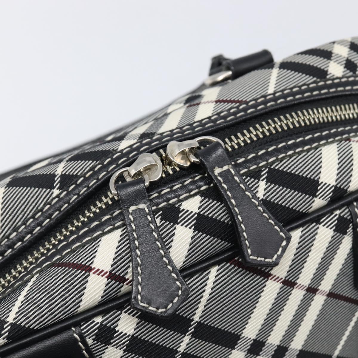 BURBERRY Nova Check Blue Label Hand Bag Canvas Black Silver Auth 200584A