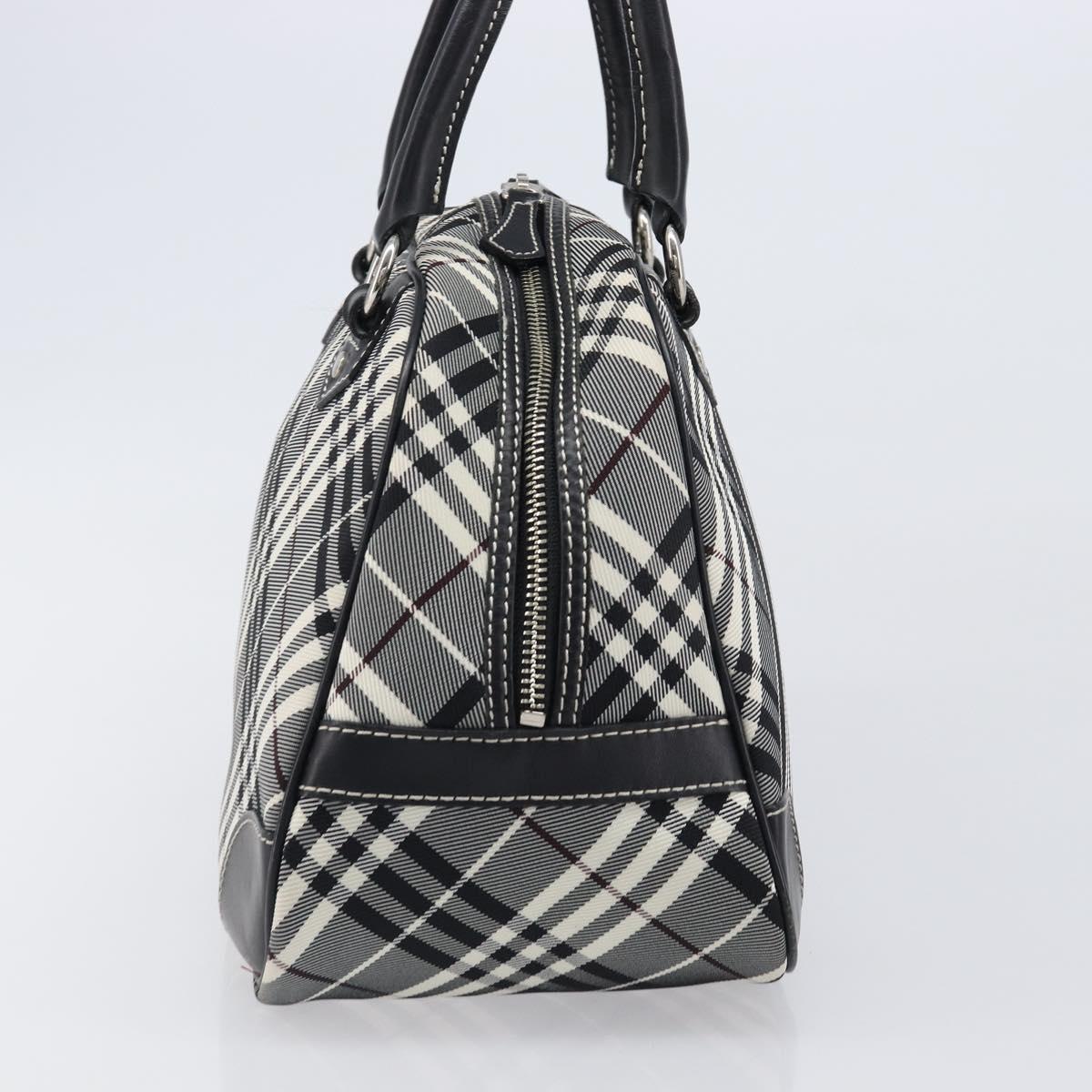 BURBERRY Nova Check Blue Label Hand Bag Canvas Black Silver Auth 200584A