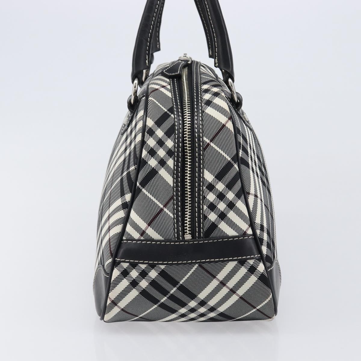 BURBERRY Nova Check Blue Label Hand Bag Canvas Black Silver Auth 200584A