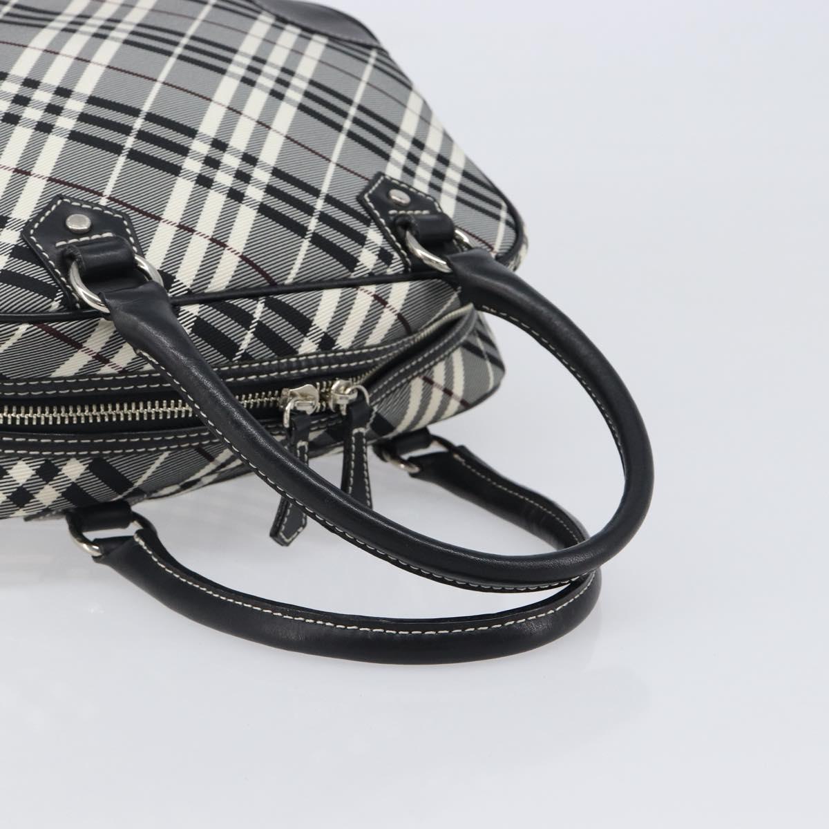 BURBERRY Nova Check Blue Label Hand Bag Canvas Black Silver Auth 200584A
