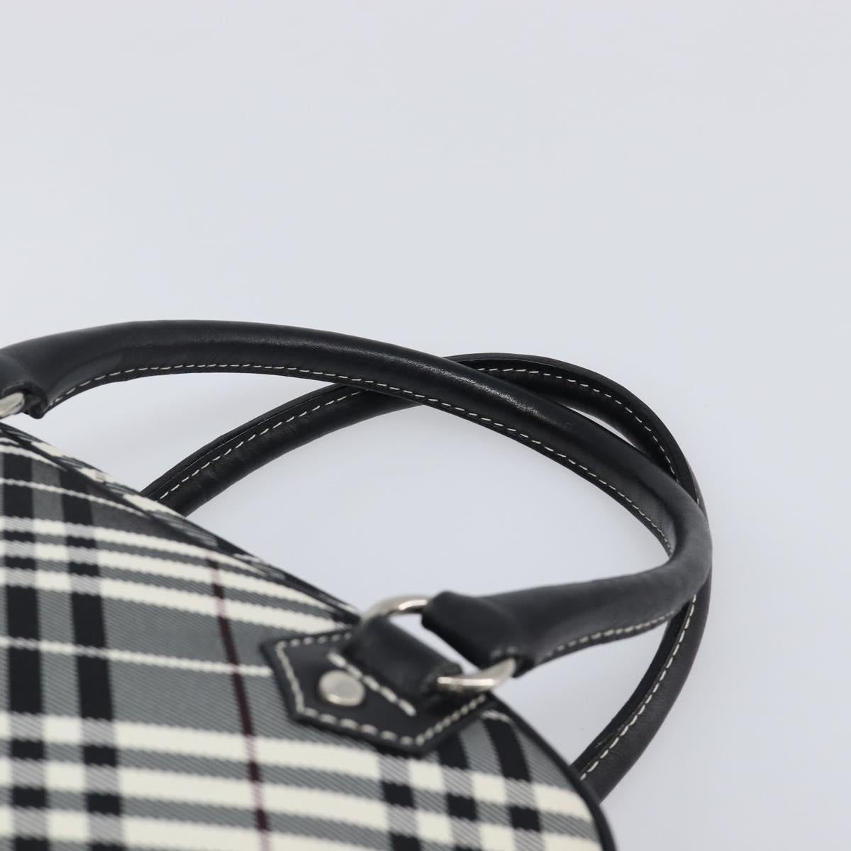 BURBERRY Nova Check Blue Label Hand Bag Canvas Black Silver Auth 200584A