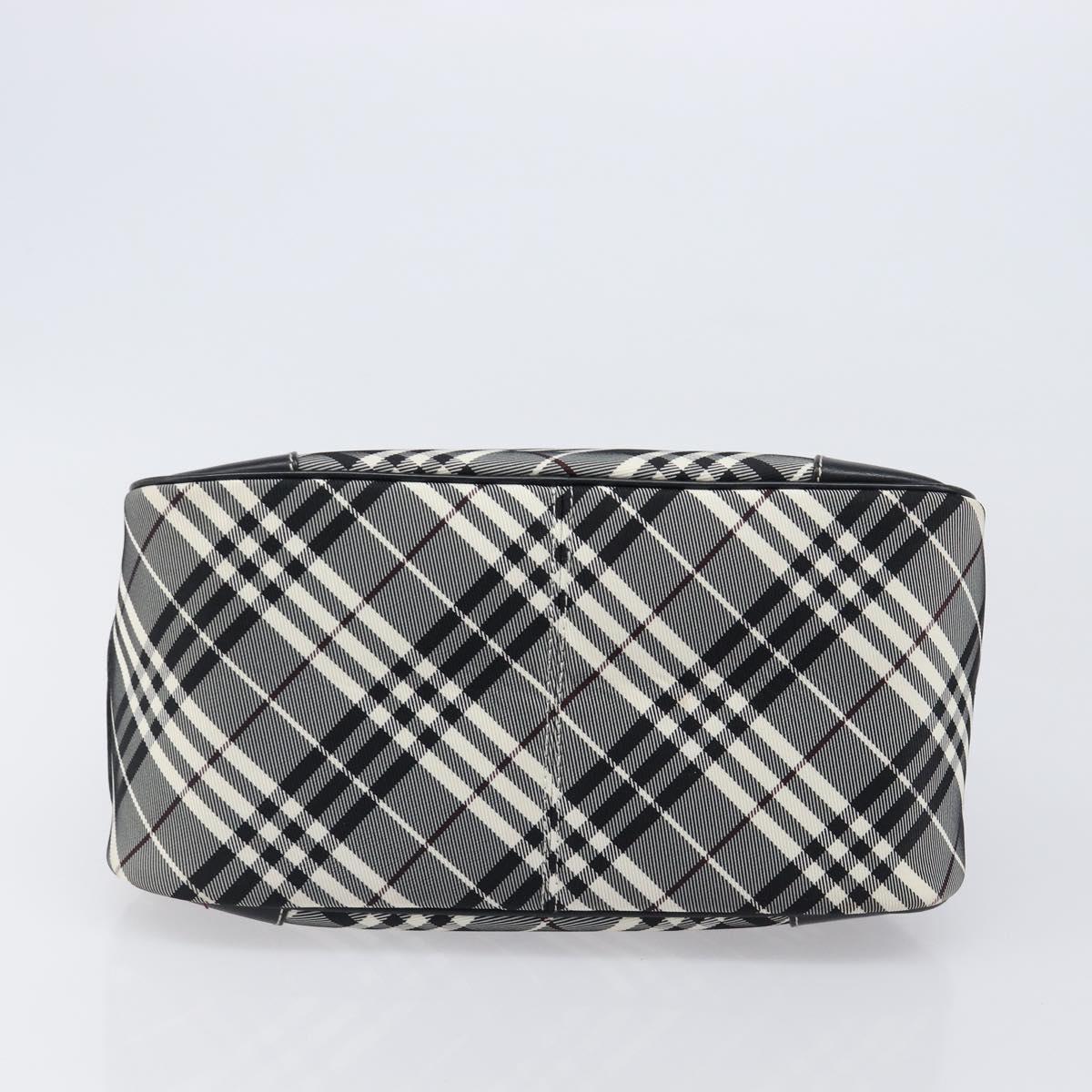 BURBERRY Nova Check Blue Label Hand Bag Canvas Black Silver Auth 200584A