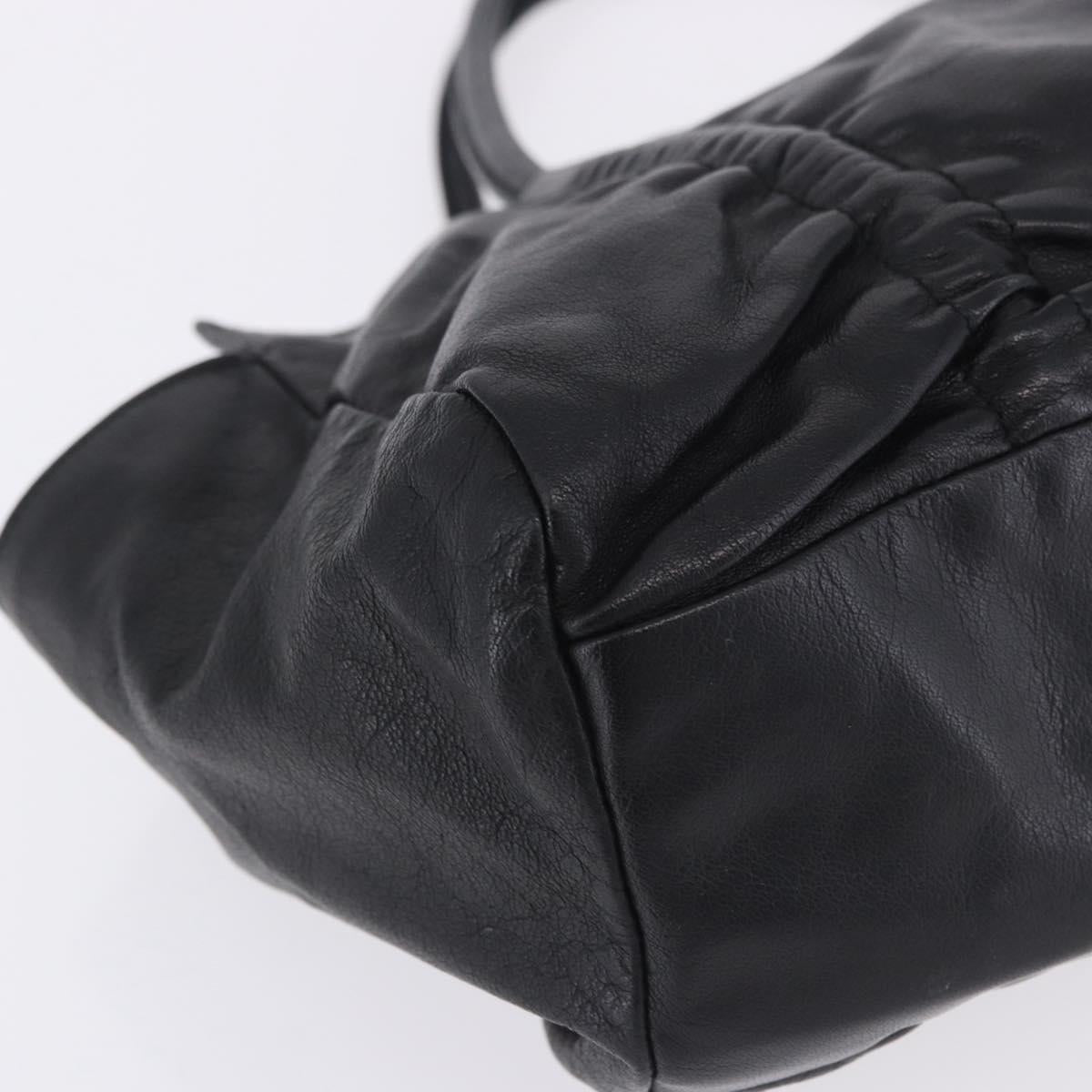 Miu Miu Hand Bag Leather Black Silver Auth 200585A