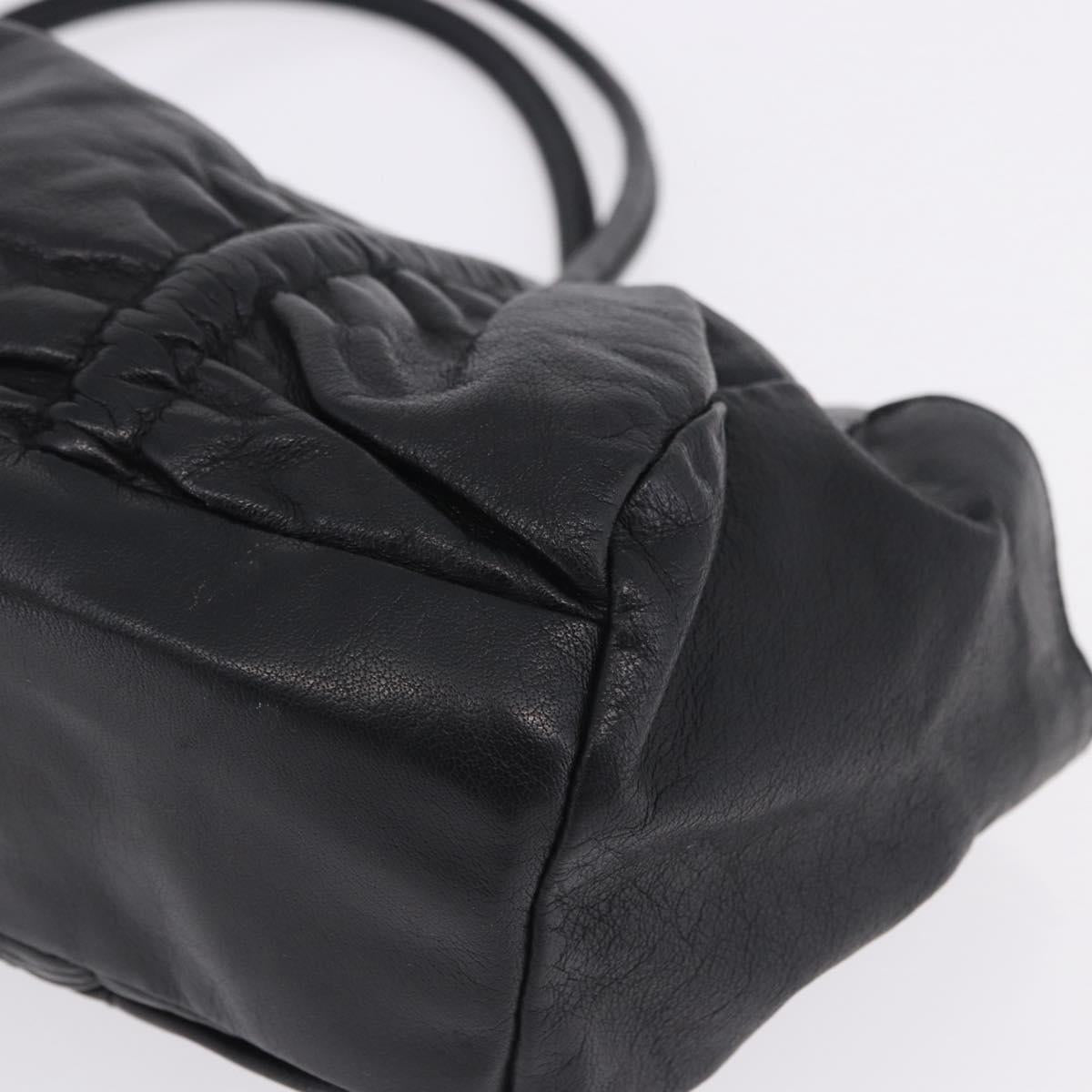 Miu Miu Hand Bag Leather Black Silver Auth 200585A