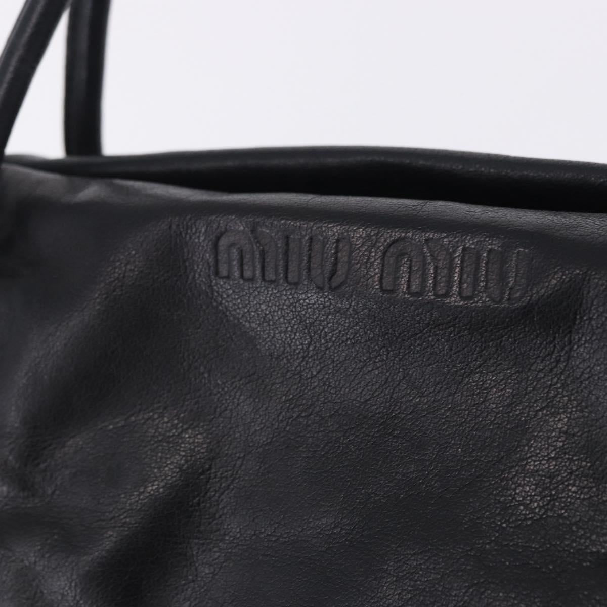 Miu Miu Hand Bag Leather Black Silver Auth 200585A