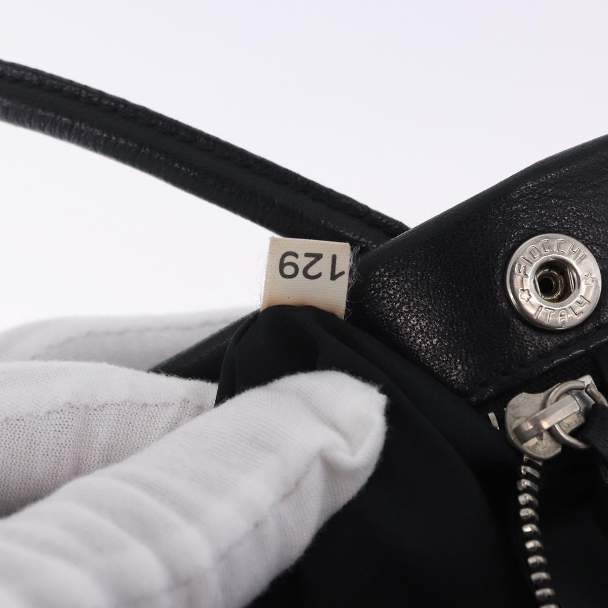 Miu Miu Hand Bag Leather Black Silver Auth 200585A