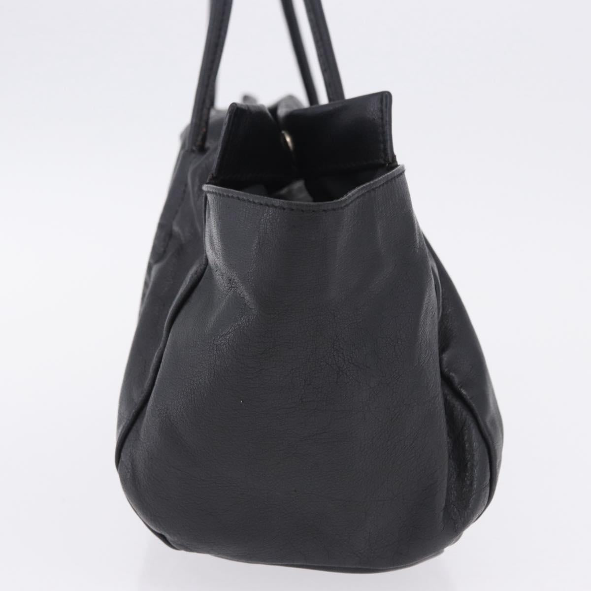 Miu Miu Hand Bag Leather Black Silver Auth 200585A