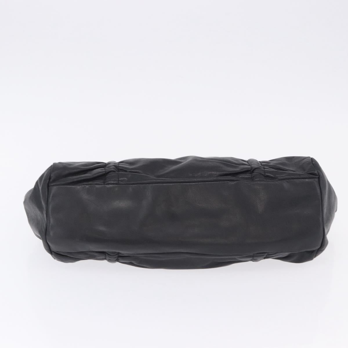 Miu Miu Hand Bag Leather Black Silver Auth 200585A