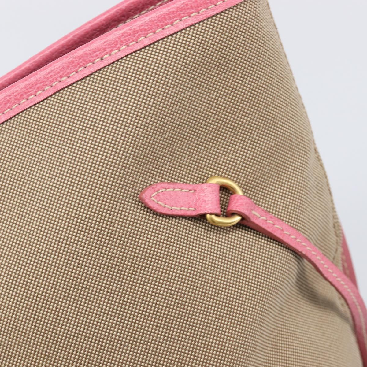 PRADA Tote Bag Canvas Jacquard Brown Gold Auth 200586V