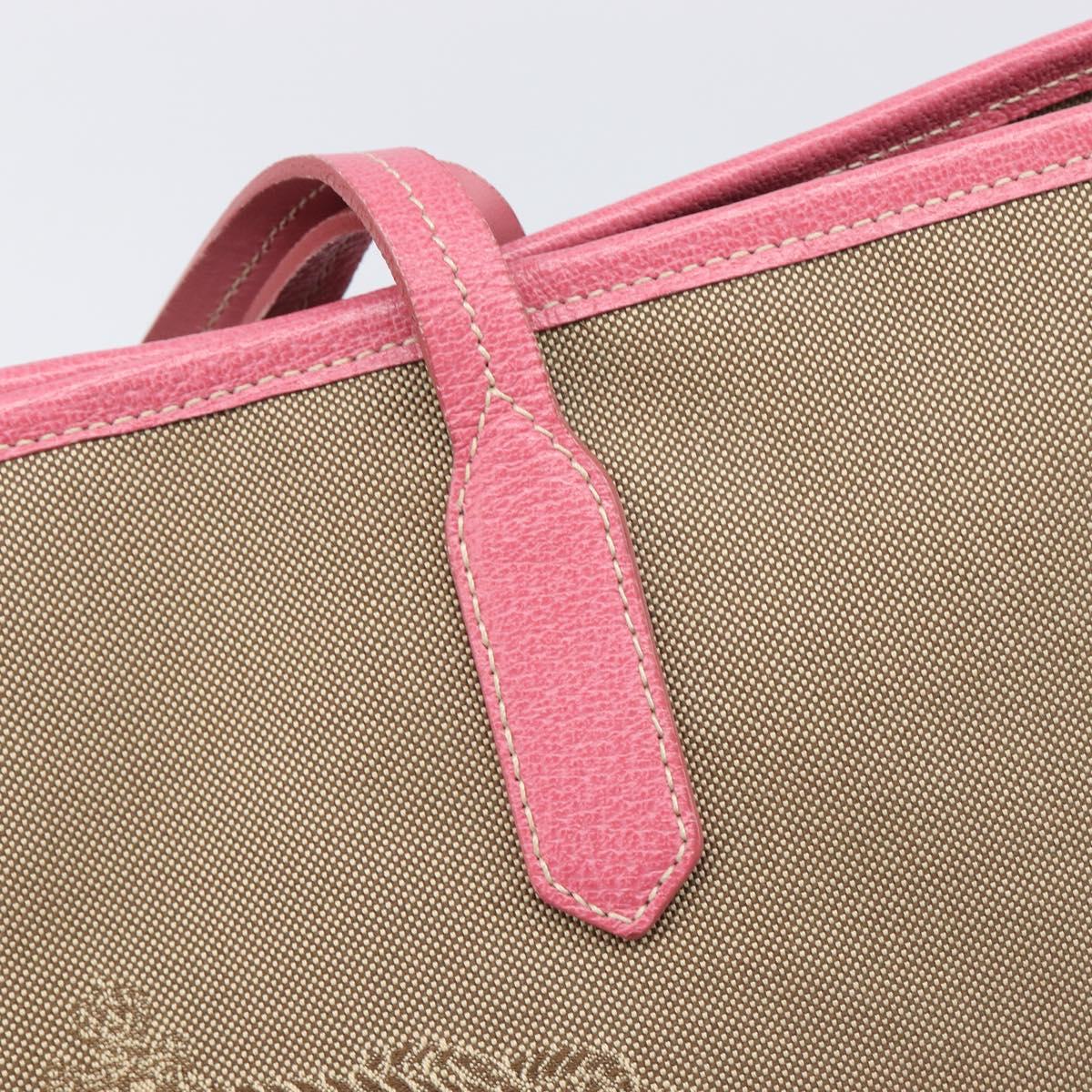 PRADA Tote Bag Canvas Jacquard Brown Gold Auth 200586V