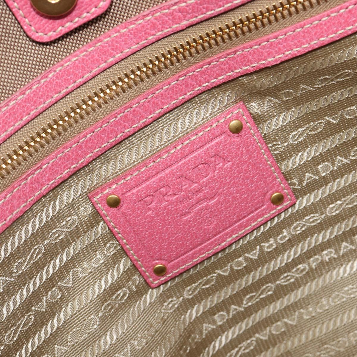 PRADA Tote Bag Canvas Jacquard Brown Gold Auth 200586V