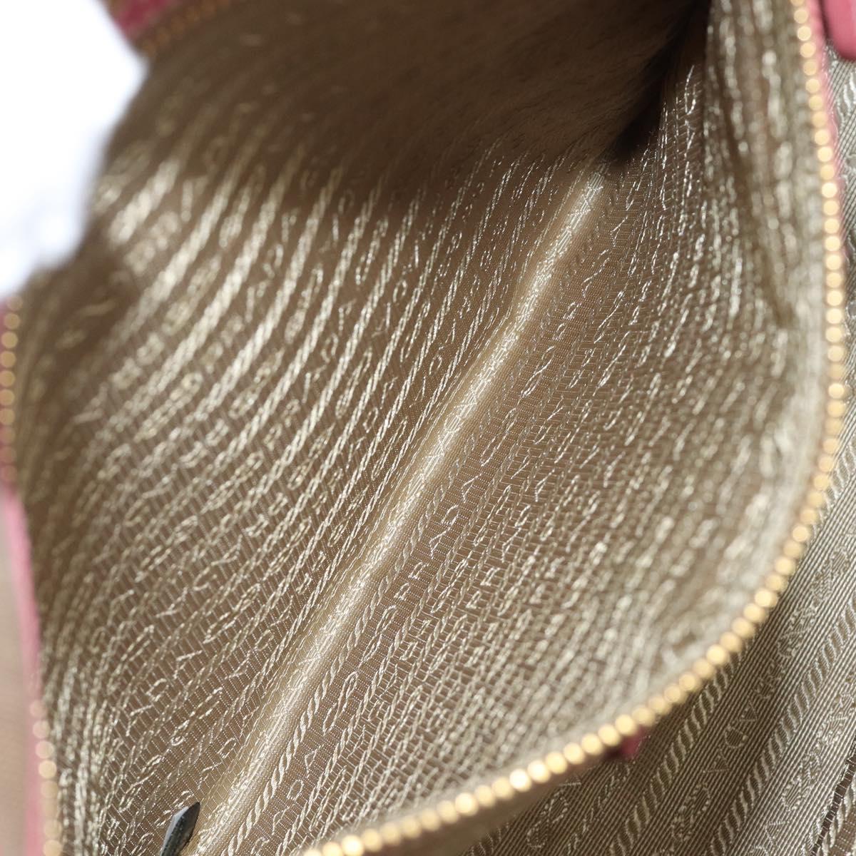 PRADA Tote Bag Canvas Jacquard Brown Gold Auth 200586V