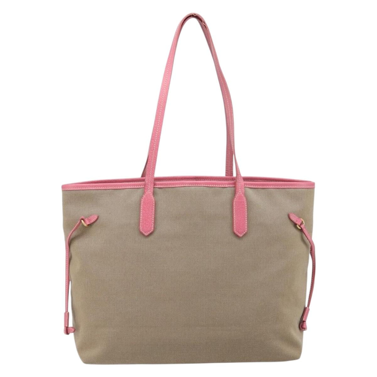 PRADA Tote Bag Canvas Jacquard Brown Gold Auth 200586V