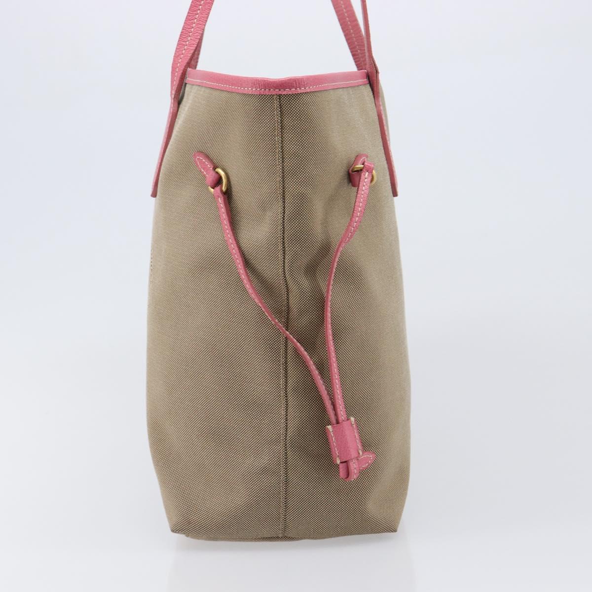 PRADA Tote Bag Canvas Jacquard Brown Gold Auth 200586V