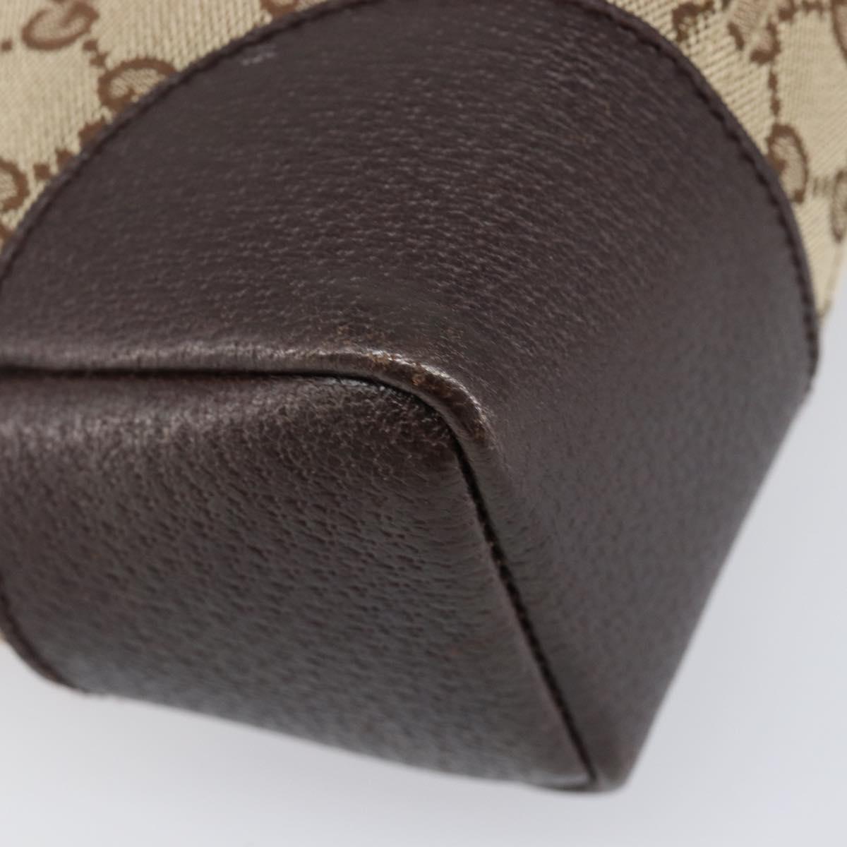 GUCCI GG Canvas Shoulder Bag Brown Silver 114273 Auth 200588