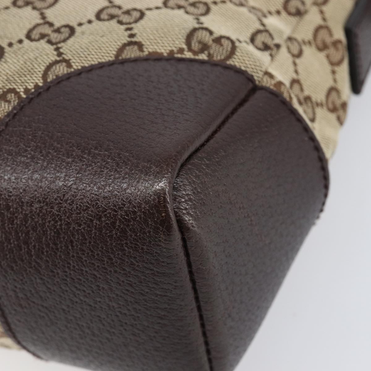 GUCCI GG Canvas Shoulder Bag Brown Silver 114273 Auth 200588