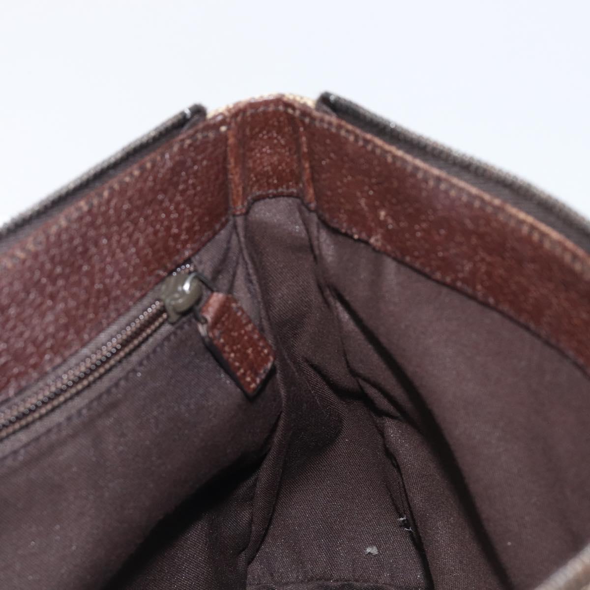 GUCCI GG Canvas Shoulder Bag Brown Silver 114273 Auth 200588