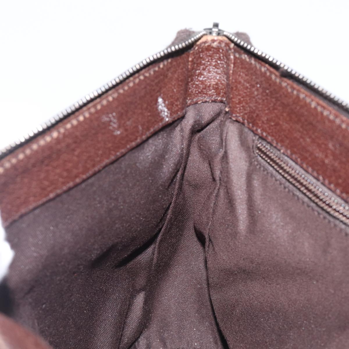 GUCCI GG Canvas Shoulder Bag Brown Silver 114273 Auth 200588