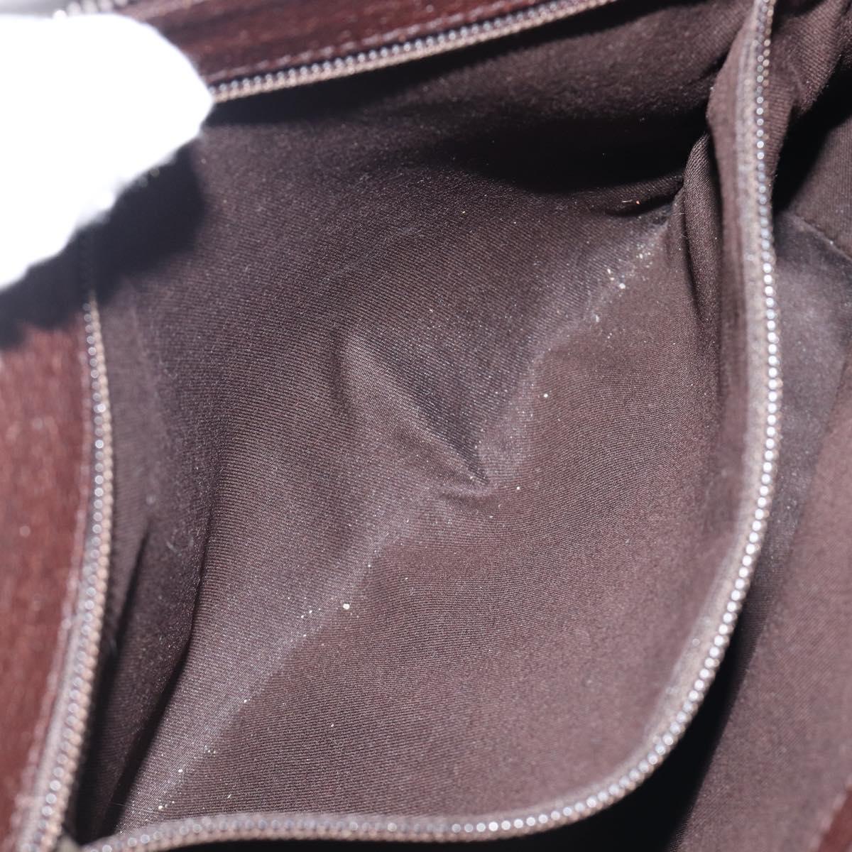 GUCCI GG Canvas Shoulder Bag Brown Silver 114273 Auth 200588