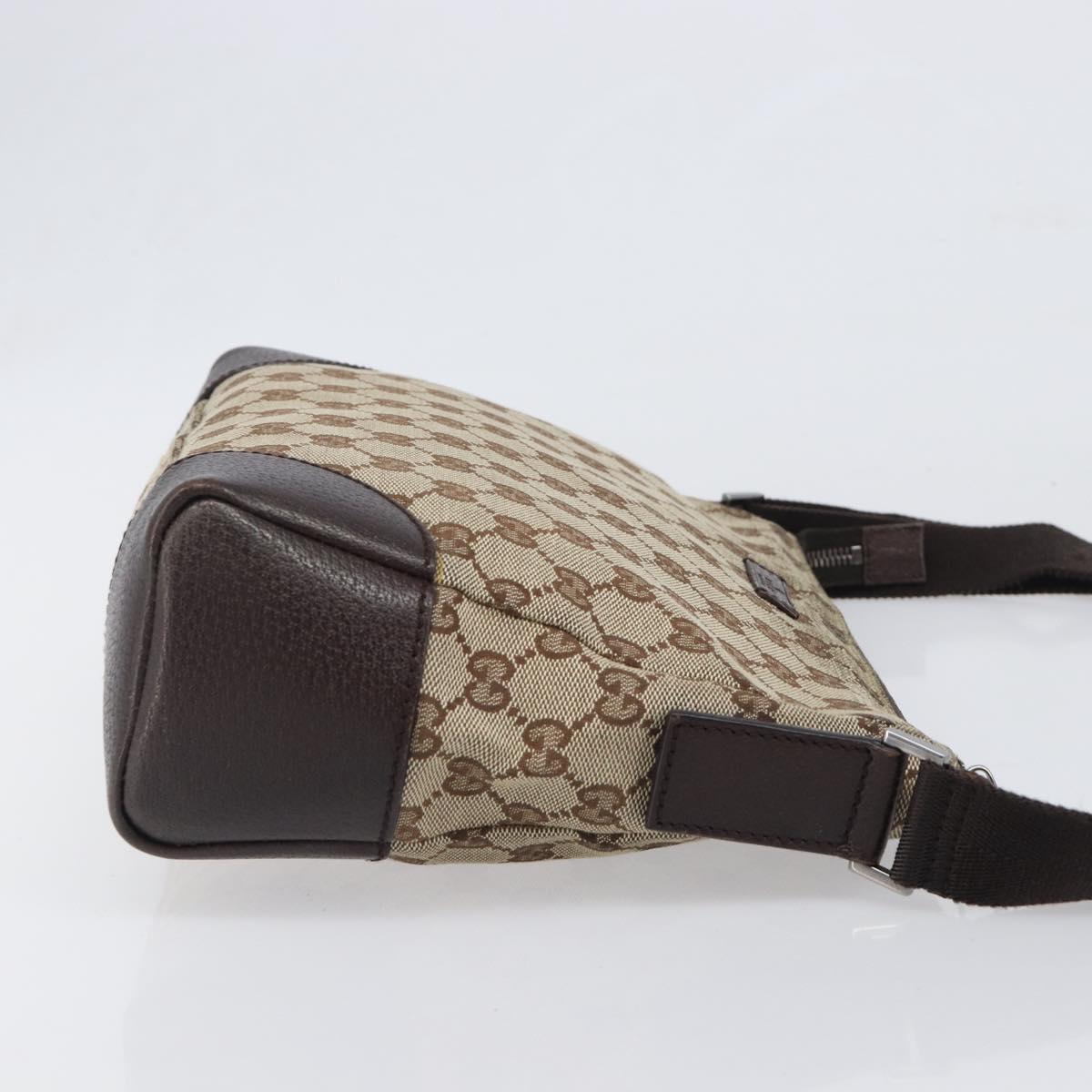 GUCCI GG Canvas Shoulder Bag Brown Silver 114273 Auth 200588