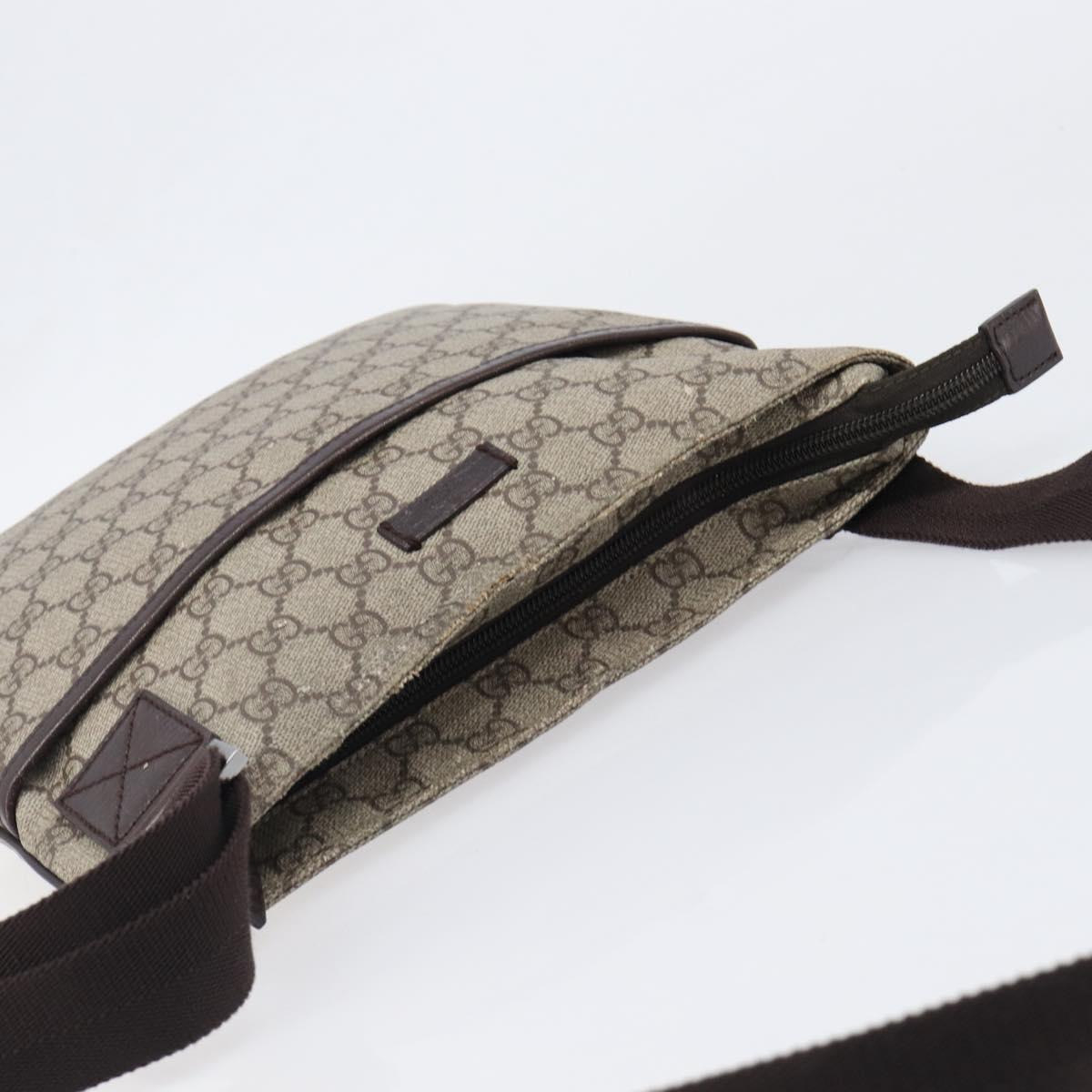 GUCCI GG Supreme Shoulder Bag PVC Beige Silver 141626 Auth 200589