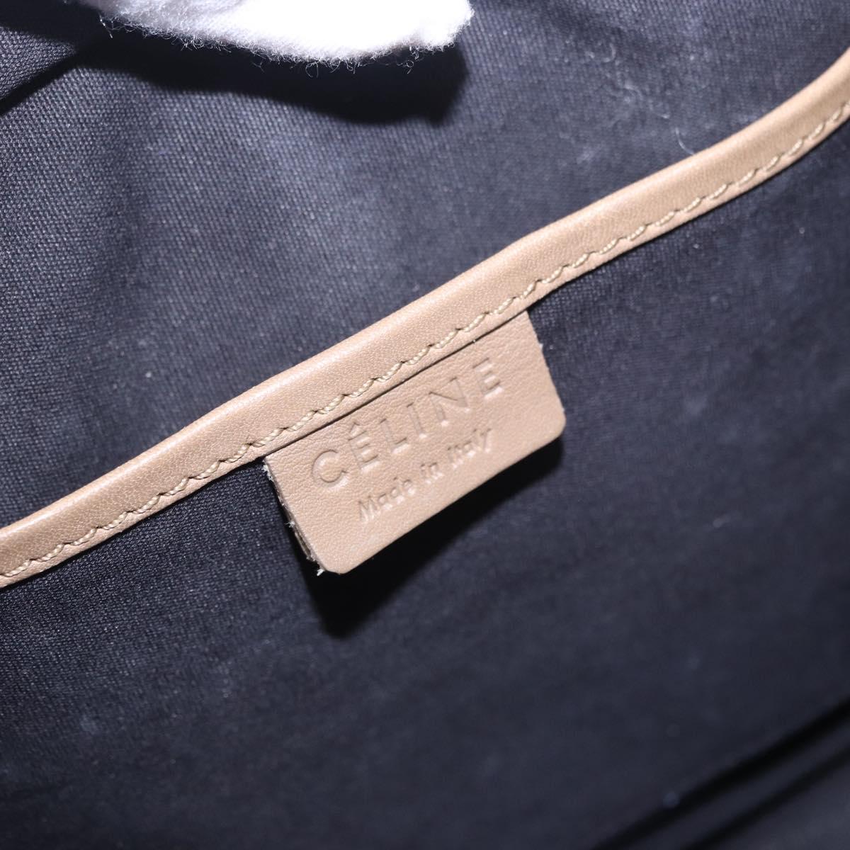 CELINE Luggage Nano Shopper Hand Bag Leather 2way Beige Gold Auth 200630A