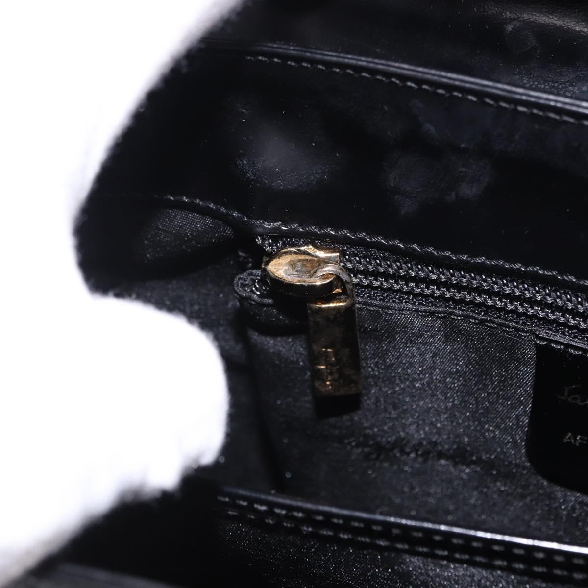 Salvatore Ferragamo Gancini Hand Bag Patent 2way Black Gold Tone Auth 200642