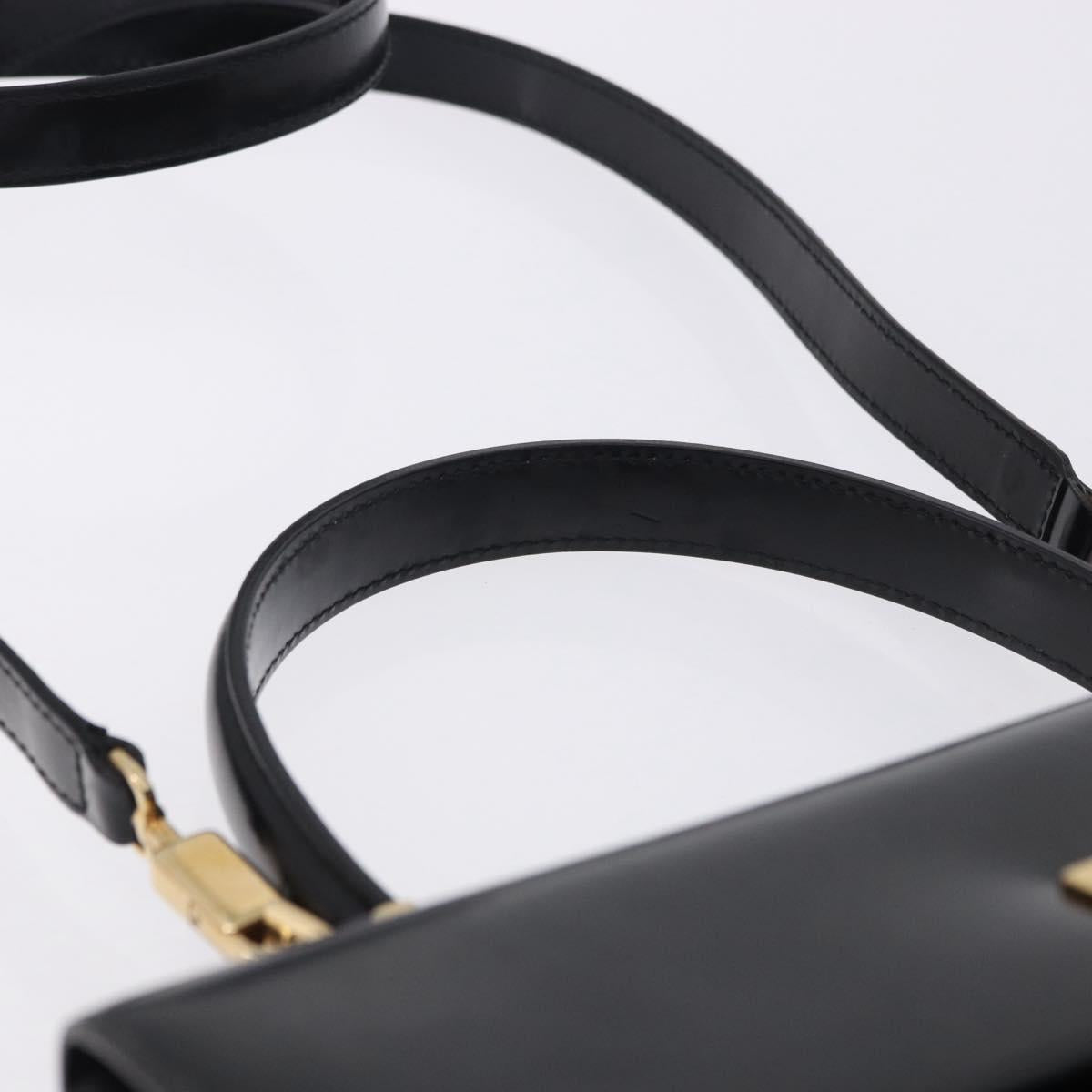 Salvatore Ferragamo Gancini Hand Bag Patent 2way Black Gold Tone Auth 200642