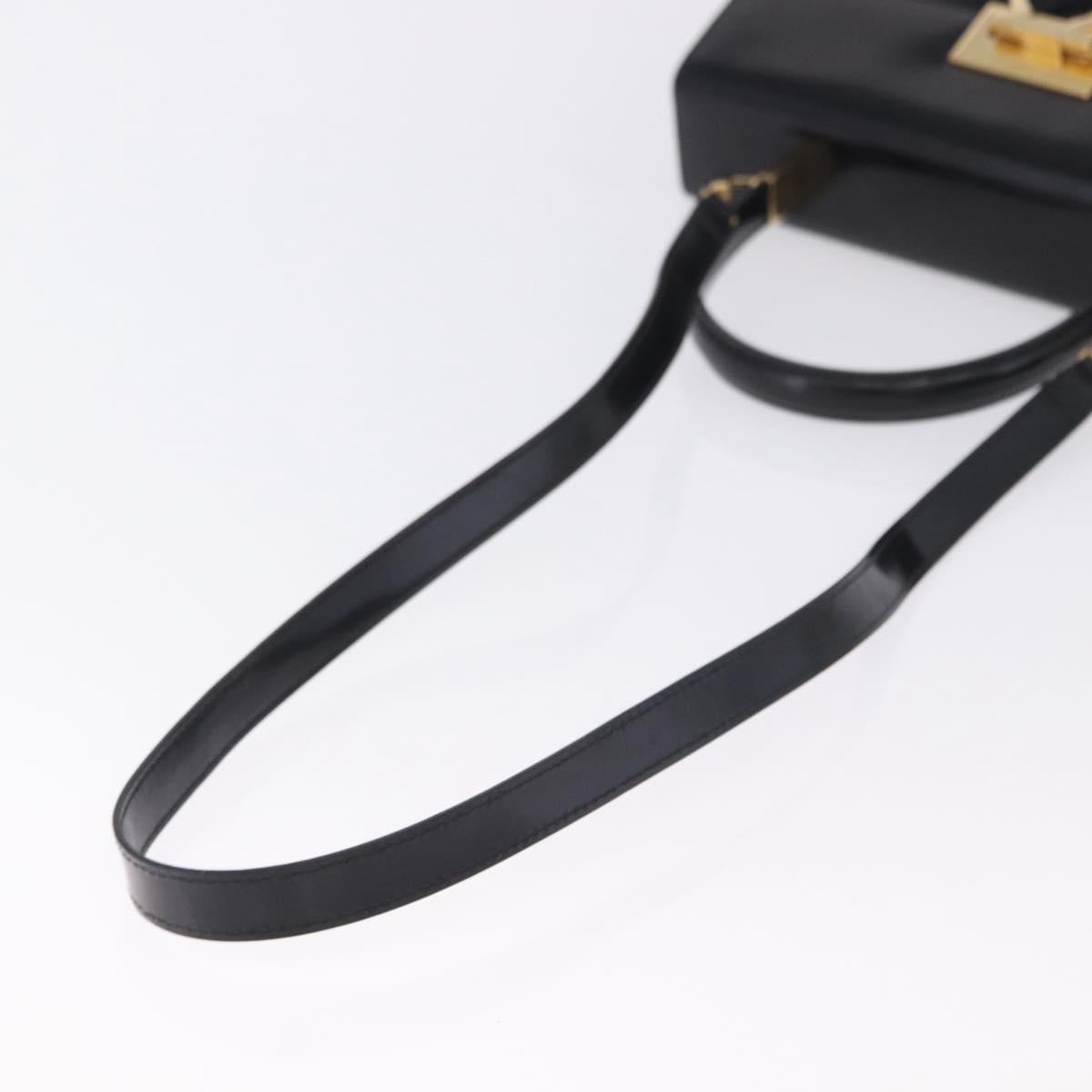 Salvatore Ferragamo Gancini Hand Bag Patent 2way Black Gold Tone Auth 200642