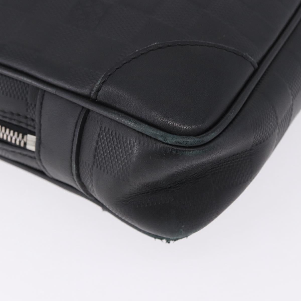LOUIS VUITTON Damier Infini Porte Documents Voyage Bag Black N41146 Auth 200646