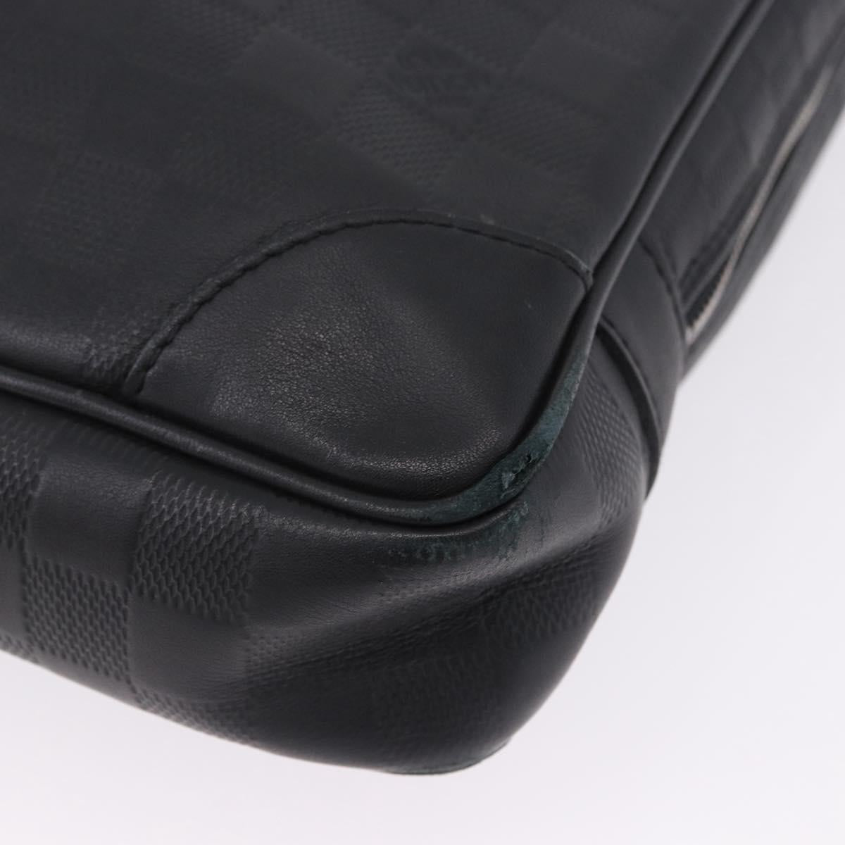 LOUIS VUITTON Damier Infini Porte Documents Voyage Bag Black N41146 Auth 200646