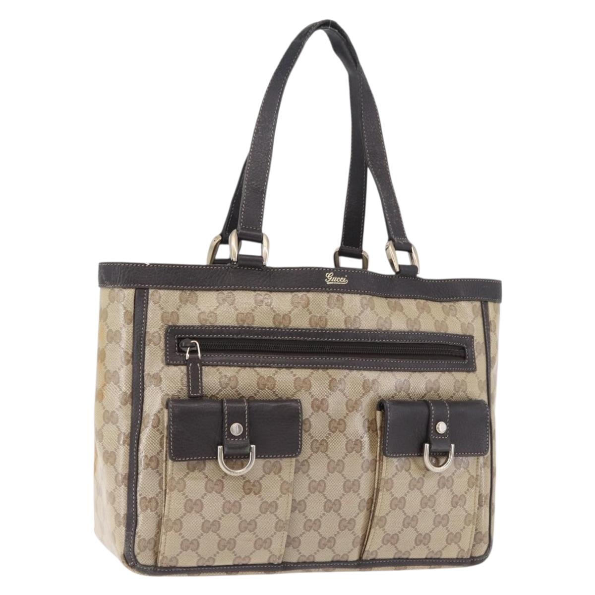 GUCCI GG Crystal Abbey Tote Bag Coated Canvas Outlet Beige 268639 Auth 200647