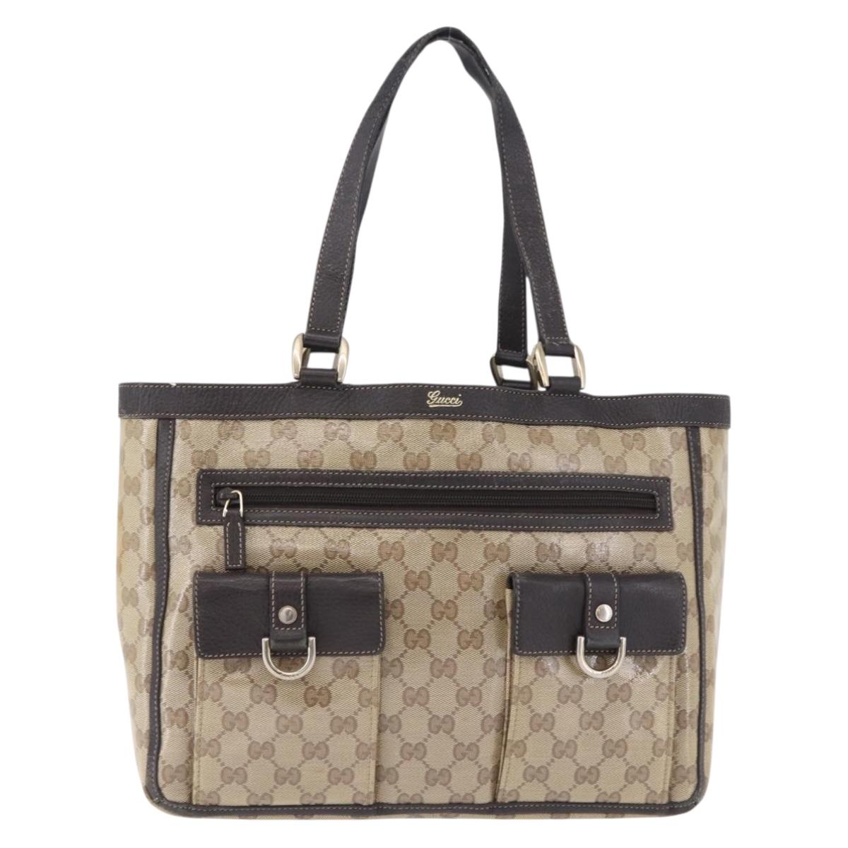 GUCCI GG Crystal Abbey Tote Bag Coated Canvas Outlet Beige 268639 Auth 200647