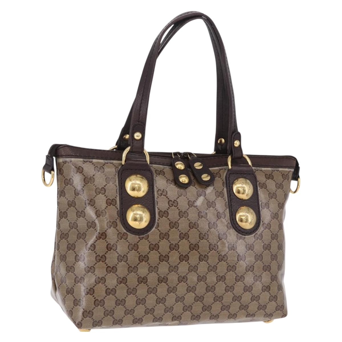 GUCCI GG crystal Histeria Tote Bag Coated Canvas Beige Gold 207285 Auth 200648
