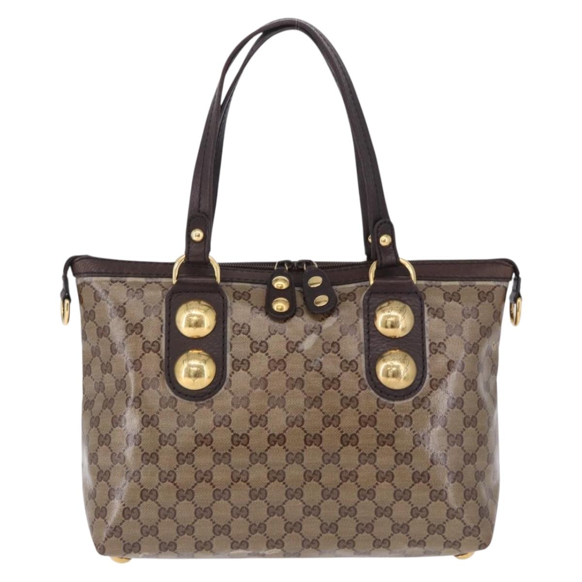 GUCCI GG crystal Histeria Tote Bag Coated Canvas Beige Gold 207285 Auth 200648