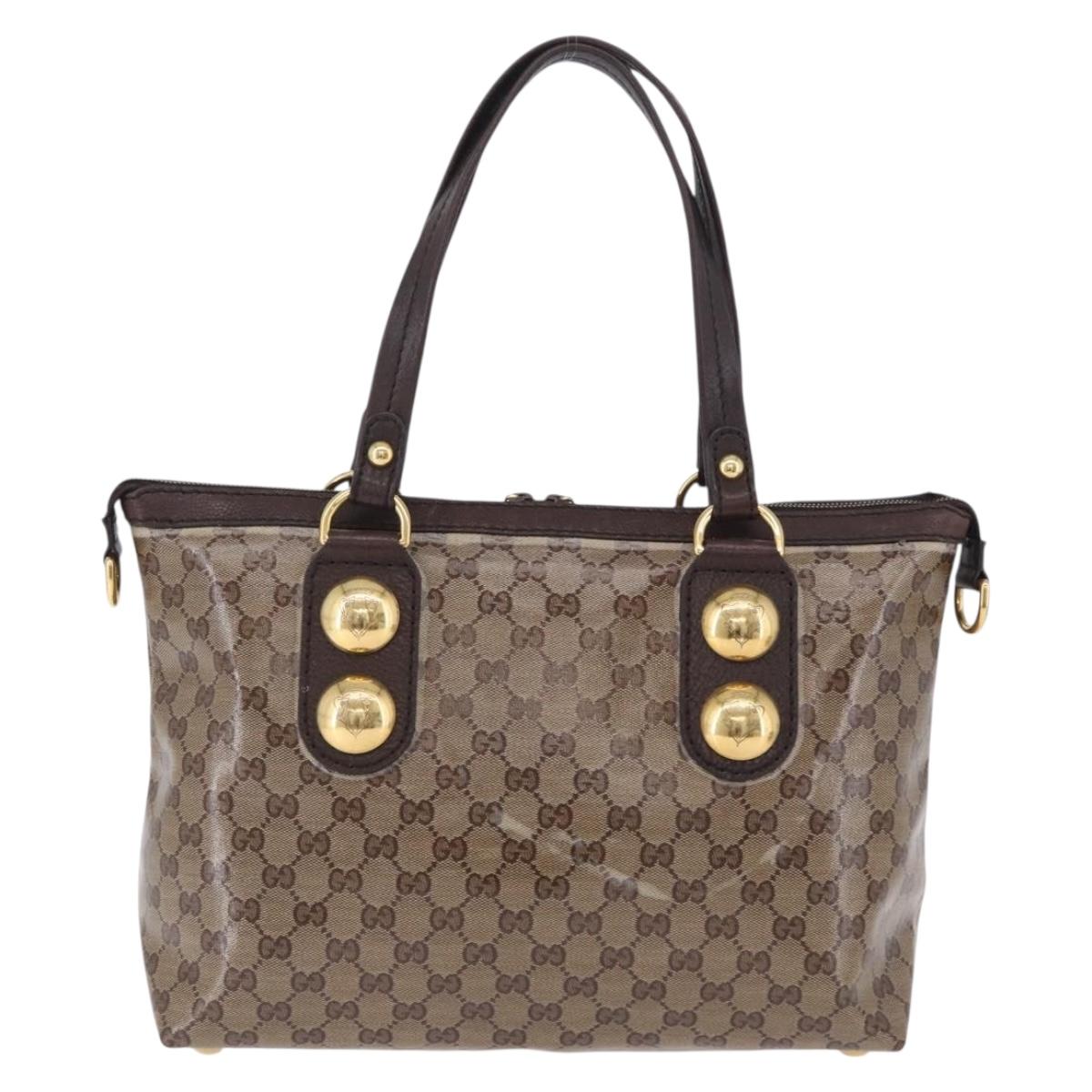 GUCCI GG crystal Histeria Tote Bag Coated Canvas Beige Gold 207285 Auth 200648