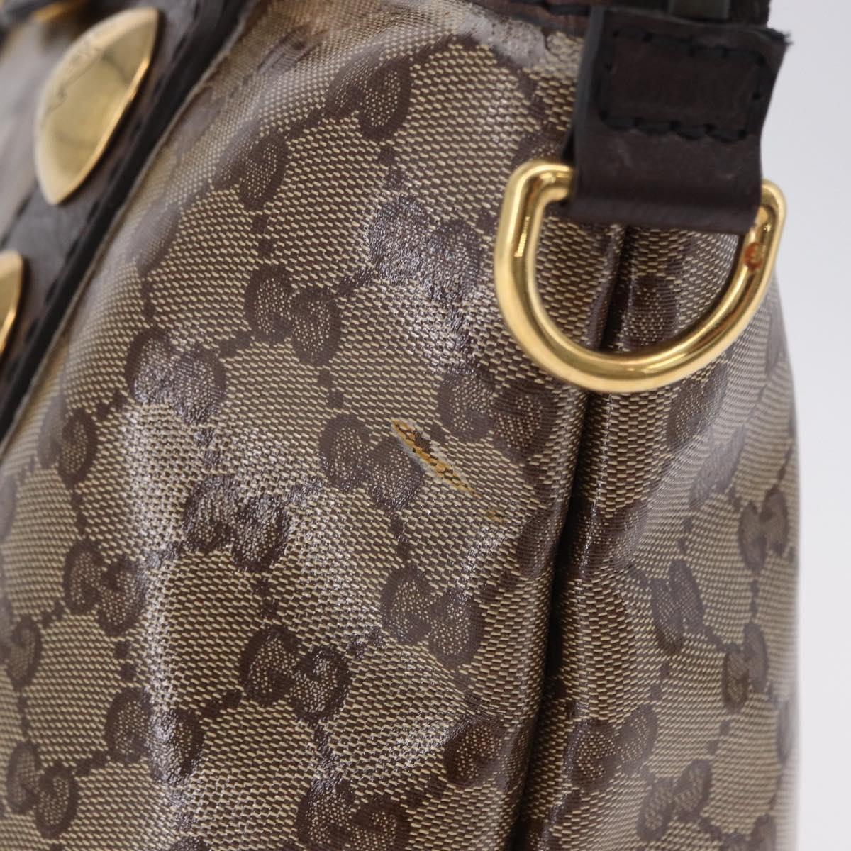 GUCCI GG crystal Histeria Tote Bag Coated Canvas Beige Gold 207285 Auth 200648
