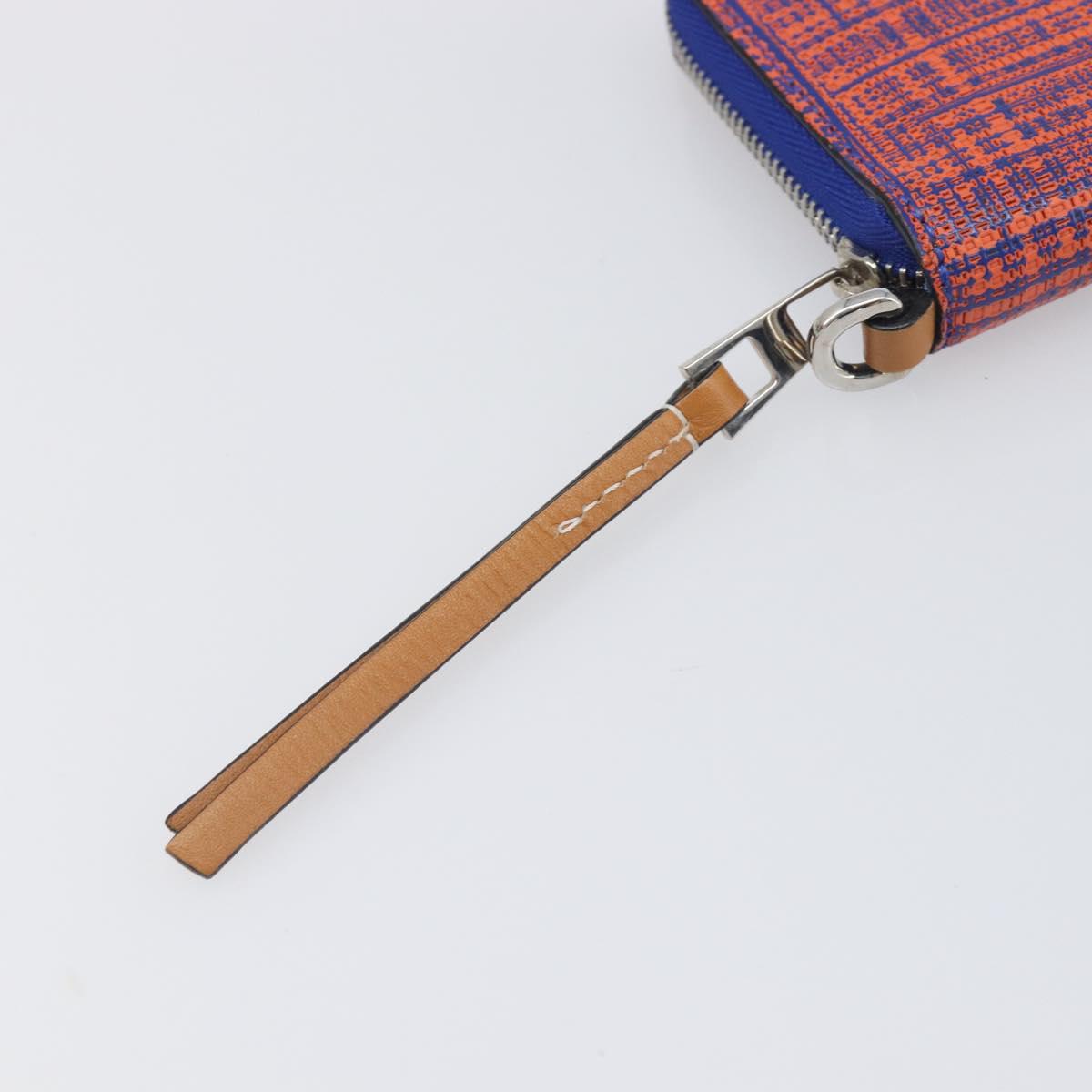 LOEWE Anagram Coin Purse PVC Leather Orange Silver Auth 200661M