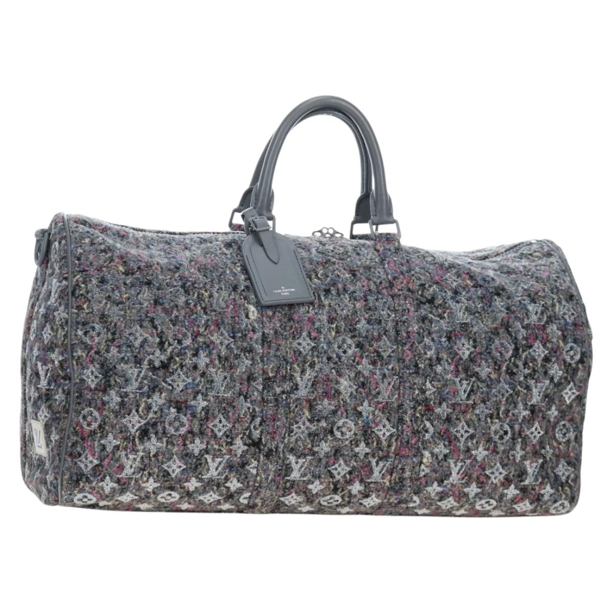 LOUIS VUITTON Monogram Felt Keepall Bandouliere 50 Bag Gray M58742 Auth 200663M