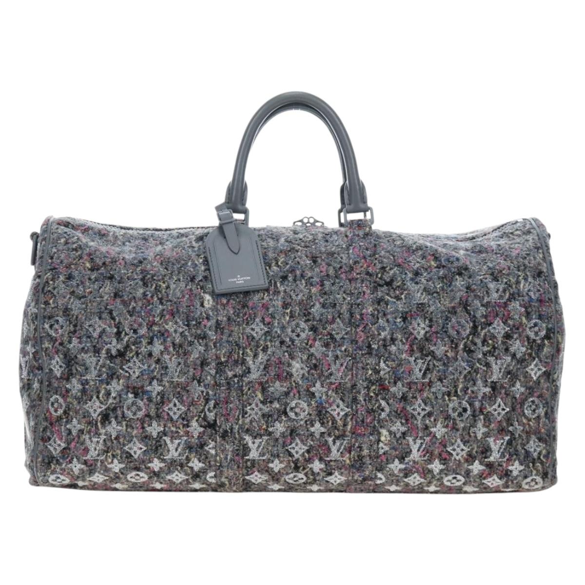 LOUIS VUITTON Monogram Felt Keepall Bandouliere 50 Bag Gray M58742 Auth 200663M