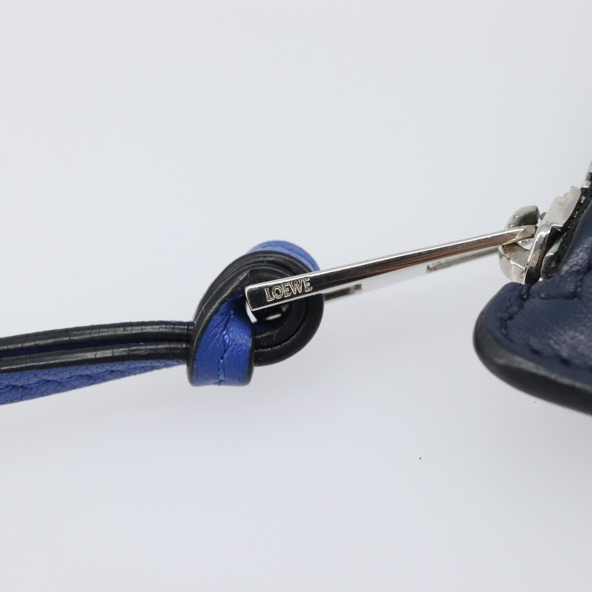 LOEWE William de Morgan Card Coin Case Leather Navy Silver Auth 200667M