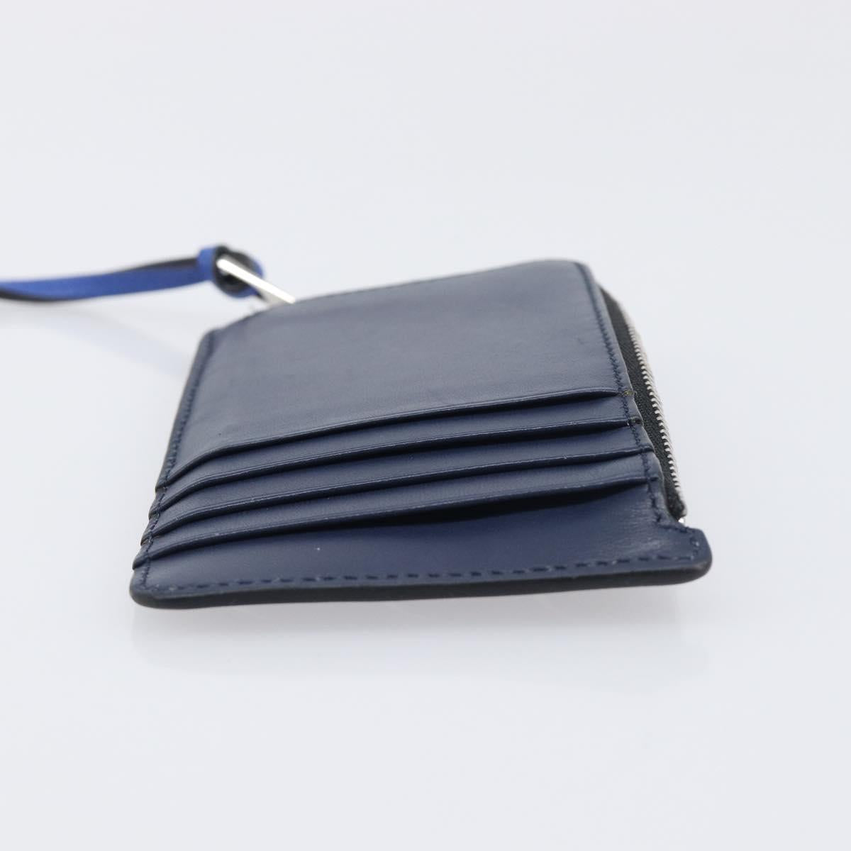 LOEWE William de Morgan Card Coin Case Leather Navy Silver Auth 200667M