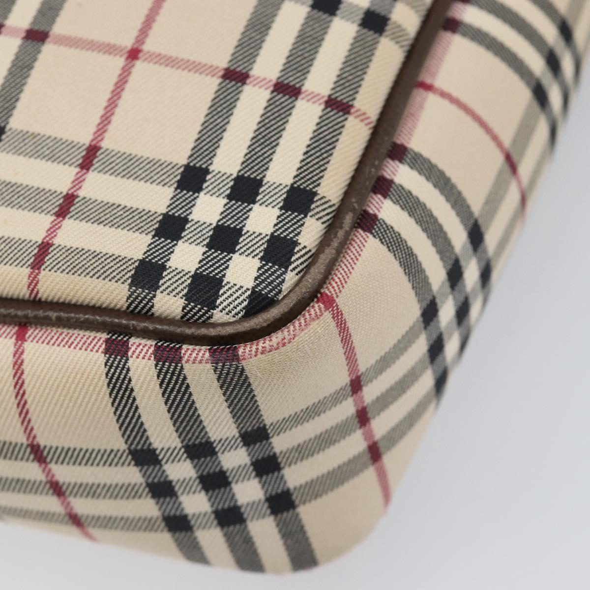 BURBERRY Nova Check Shoulder Bag Canvas Beige Silver Auth 200675