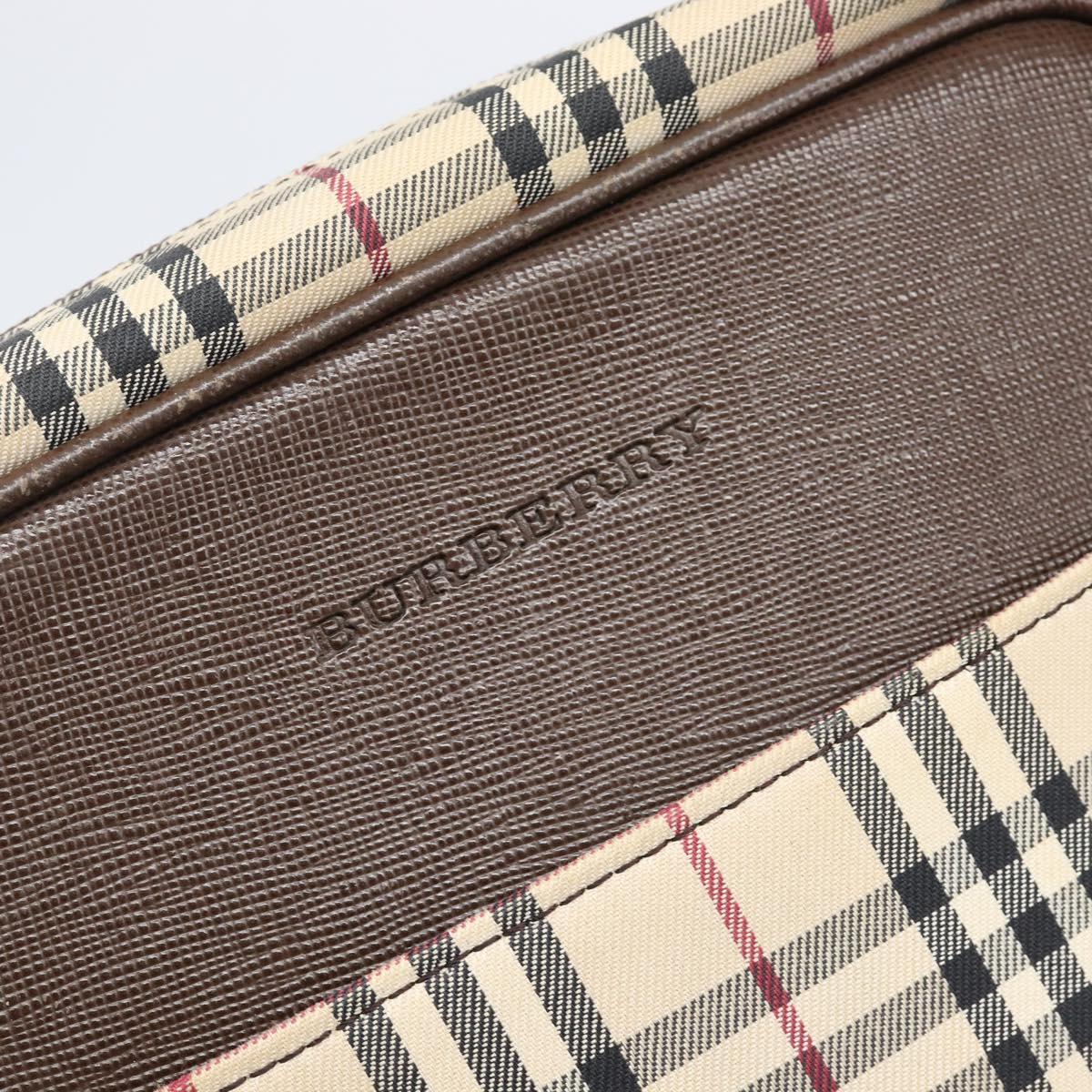 BURBERRY Nova Check Shoulder Bag Canvas Beige Silver Auth 200675